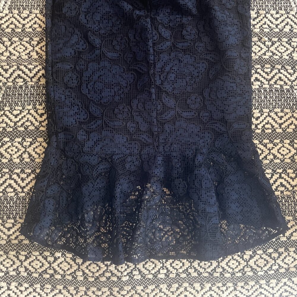 Shoshanna Blue & Black Lace Sheath Dress - Size 4 - Picture 12 of 13